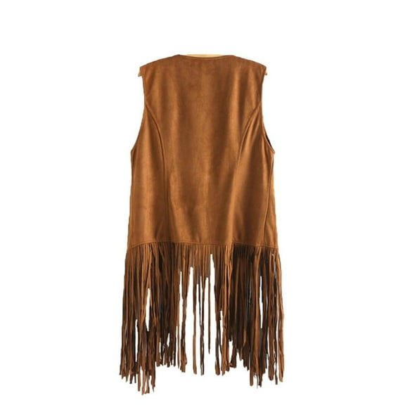 Turilly Womens Jackets Ladies Women Autumn Winter Faux Suede Ethnic Sleeveless Tassel Fringed Vest Cardigan XL