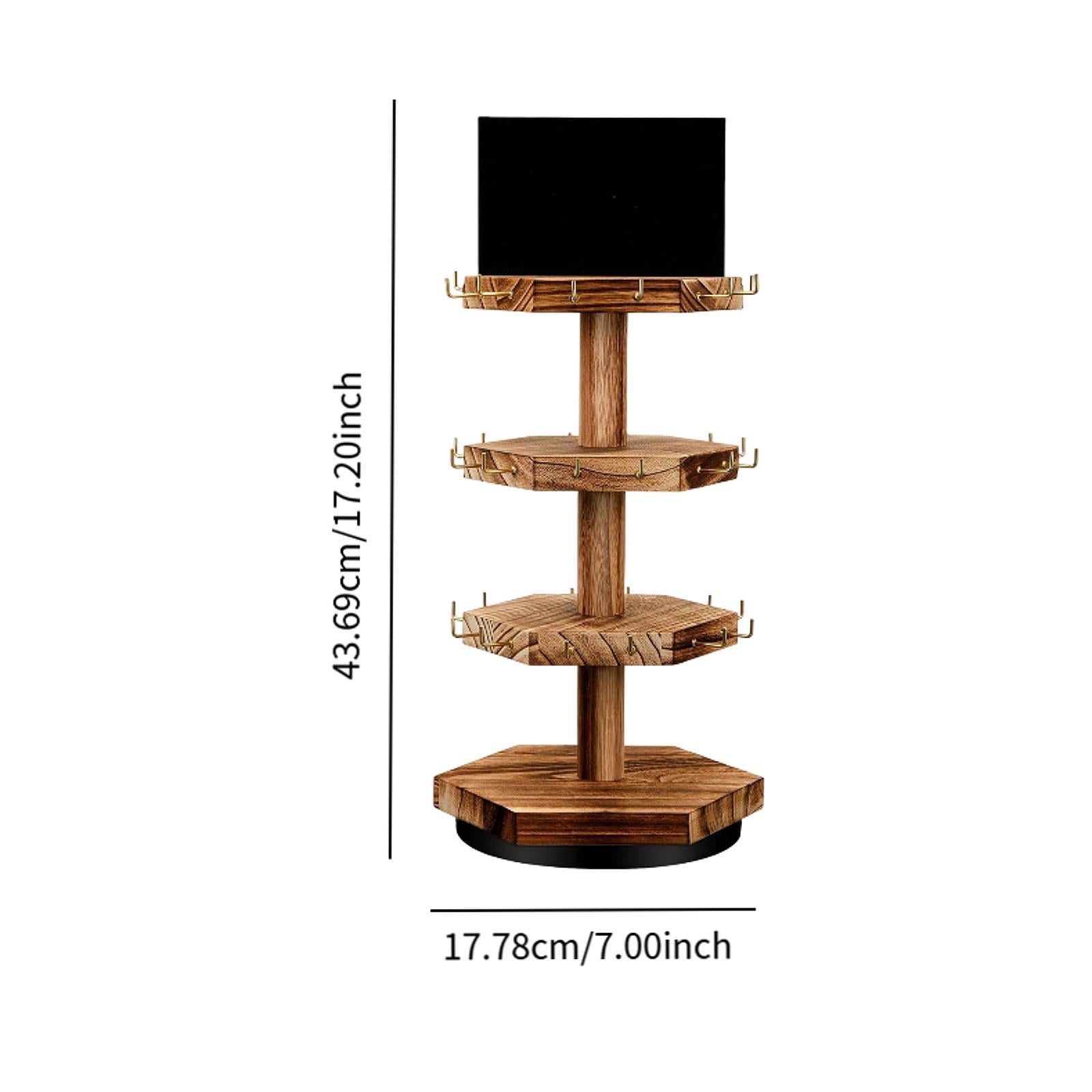 yuksok Rotating Jewelry Organizer Wooden Jewelry Hanger for Rings Earrings Tabletop