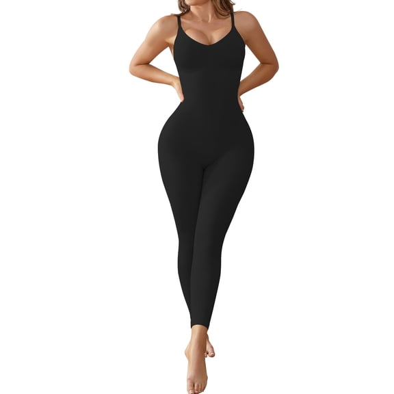 AthlemoWomen's Sleeveless Shapewear Jumpsuit Long Pants Yoga Rommpers Butt Lifter Tummy Control Jumpsuit Underwear Bodysuit