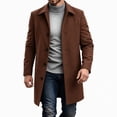 thumbnail image 2 of WIZUTIZ Men's Wool Blend Button Up Overcoat Lapel Collar Fall Winter Warm Mid Length Long Coat, 2 of 6