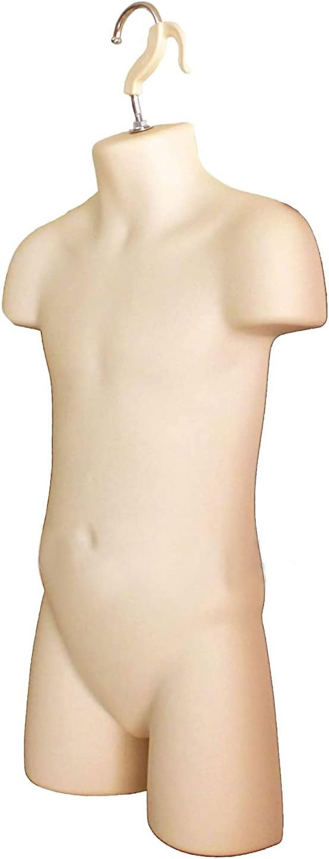 DisplayTown 3 Sets of Flesh Child Torso Hollow Back Plastic Injection Hanging Form Mannequin & Hanging Hook, Size 5T-7