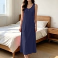 thumbnail image 2 of QIbmong Sleeveless Nightgowns for Women Henley Neck Maxi Summer Dress Casual Comfy Loose Fitted Loungewear(XXXXL,Navy), 2 of 7