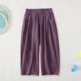 thumbnail image 2 of FYDUU Boy's Summer Ice Silk Pants Lightweight Wide Leg Trousers Kids Loose Fit Casual Bottoms Stylish Trousers 13-14 Years, 2 of 5