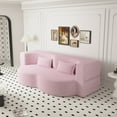thumbnail image 2 of Homy Casa Convertible Floor Sofa Bed with Pillows, Folding Teddy Fabric Sleeper for Apartment, Pink, 2 of 9
