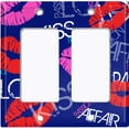 thumbnail image 6 of Metal Light Switch Plate Cover Lipstick Kisses Love Romance Dark Blue LOV007, 6 of 13