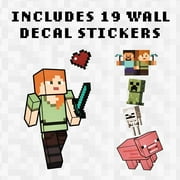 ملصقات فينيل قابلة للإزالة من Minecraft | 4 أوراق ، 19 ملصقات