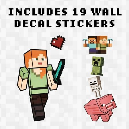minecraft characters removable vinyl stickers 4 sheets walmartcom