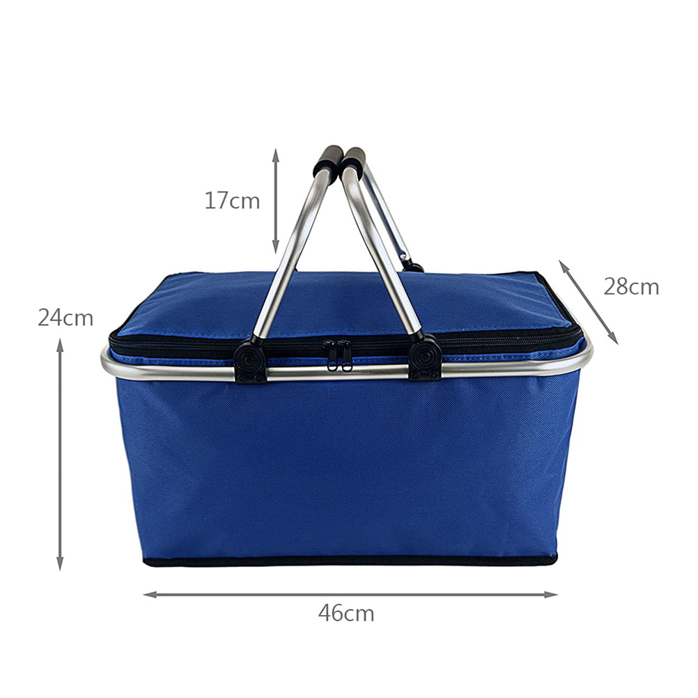 Cepewa Shopping Basket Foldable with Thermal Function 30 L Cool Bag Thermal Picnic Basket Insulated Bag Blue with thermal function