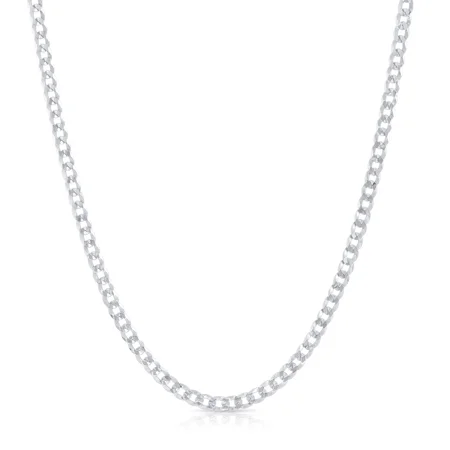 Tilo Jewelry Solid 925 Sterling Silver Curb Link Chain Necklace with Secure Lobster Lock | 5mm - 20 Inch | Everyday Necklace for Men & Women