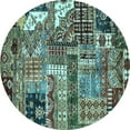 thumbnail image 1 of Ahgly Company Indoor Round Abstract Light Blue Modern Area Rugs, 5' Round, 1 of 4