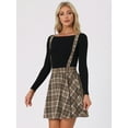 thumbnail image 3 of DARING DIVA Women's Tartan Plaid Skater Suspender Skirt M Coffee Brown, 3 of 6