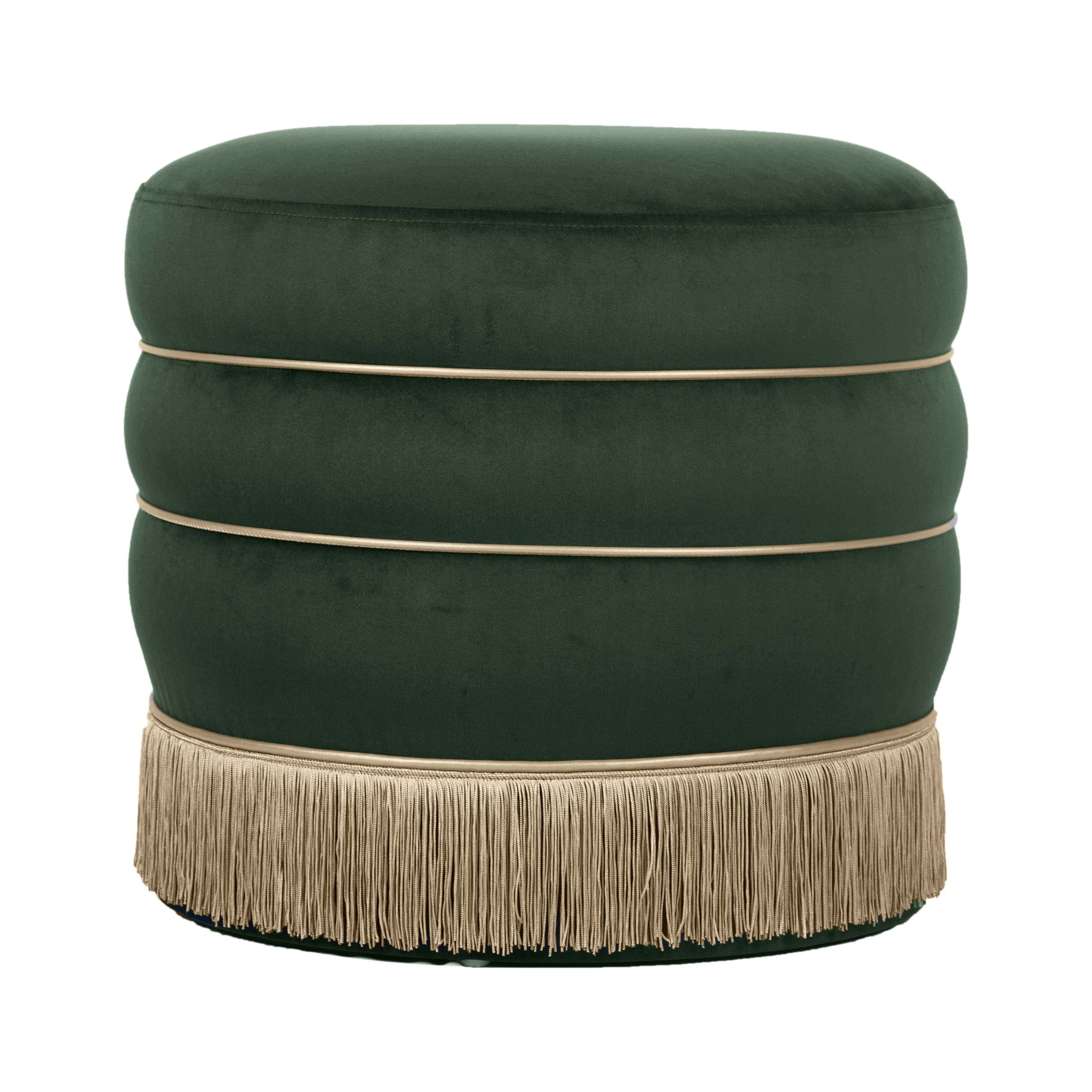 Lakka Green Velvet Ottoman
