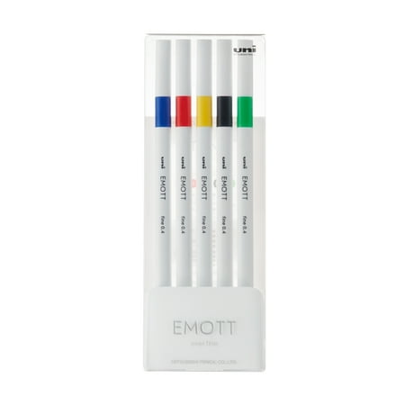 UPC: 0030246248287 | Uni EMOTT Fineliner Marker Pens  Micro Point (0.4mm)  Assorted Vivid Colors  5 Count