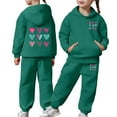 thumbnail image 2 of WMQPNNS Girls Boys 2 Piece Outfits Sweatsuit Pullover Hoodie and Sweatpants Casual Pants Set Kids Tracksuit with Pockets(Size 2-3 Years, Dark Green), 2 of 7