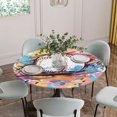 thumbnail image 5 of Baseball Sports Round Tablecloth for 45-54 Inch Tables, Fitted Table Cover with Elastic Edge, Minimalist Geometric Smear Art Waterproof Outdoor Table Cloth Protector for Patio Garden Dinner Picnic, 5 of 9