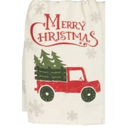 Red Pickup Truck with Trees and Snowflakes Christmas Holiday Kitchen Dish Towel