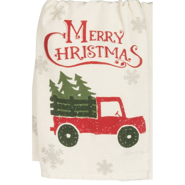 Red Pickup Truck With Trees And Snowflakes Christmas Holiday Kitchen Dish Towel Walmart Com Walmart Com
