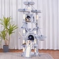 thumbnail image 6 of Cat Tree, 71 inches XL Large Cat Tower for Indoor Cats, Multi-Level Cat House with 3 Padded Perches, Big Scratcher, Cozy Basket, 2 Cat Condos and Scratching Posts,Pewter, 6 of 14