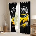 thumbnail image 3 of Castle Fairy Retro Racing Car Black Out Curtains for Kids, Race Flag Print Curtains Pack of 2 (42x63 Each) for Bedroom, Yellow Black, 3 of 6