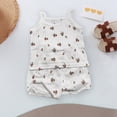 thumbnail image 2 of NIEWTR Kids Girls Summer Pajamas 3T 4T 5T Toddler Flutter Sleeve Graphic Neck Sleeveless Top Matching Solid Shorts 2PCs Soft Pjs Loungewear(A-Green,3-4 Years), 2 of 5