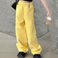 thumbnail image 4 of Gaexia Back To School Clothes For Teen Girls Girls Casual Pants Elastic Waist Straight Leg Wide Leg Jeans For Toddler Kids Spring Summer Everyday Wear Comfortable Stretchy Soft Denim, 4 of 9