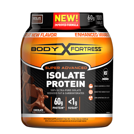 Body Fortress--Super Advanced Isolate Protein, Chocolate--Protein Powder Supplement-- Reduced Fat &, Carbohydrates,--1-1.5lb.