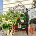 thumbnail image 6 of Tcbosik 97.2" Metal Garden Arch with Convertible Bench & Flower Stand, Heavy Duty Arbor Trellis for Climbing Plants, Outdoor Archway for Lawn, Backyard, Black, 6 of 10