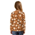 thumbnail image 2 of Xixirimido Daisy Flower Brown Printed Girls Casual Tunic Tops Tie-hem Long Sleeve Loose Soft Blouse T-Shirt Cute Graphic Girls Shirts, Size 7-8, 2 of 7