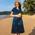 thumbnail image 4 of Disketp Lonely Night Wolf para Vestido de Manga Corta para Mujeres, Vestidos de Verano para Mujeres, Casual y Holgado para la Playa, 4 of 6