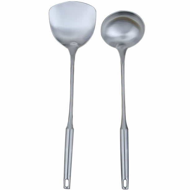 1 juego de espátula y cuchara de acero inoxidable, cucharón, espátula de cocina, utensilios de cocina