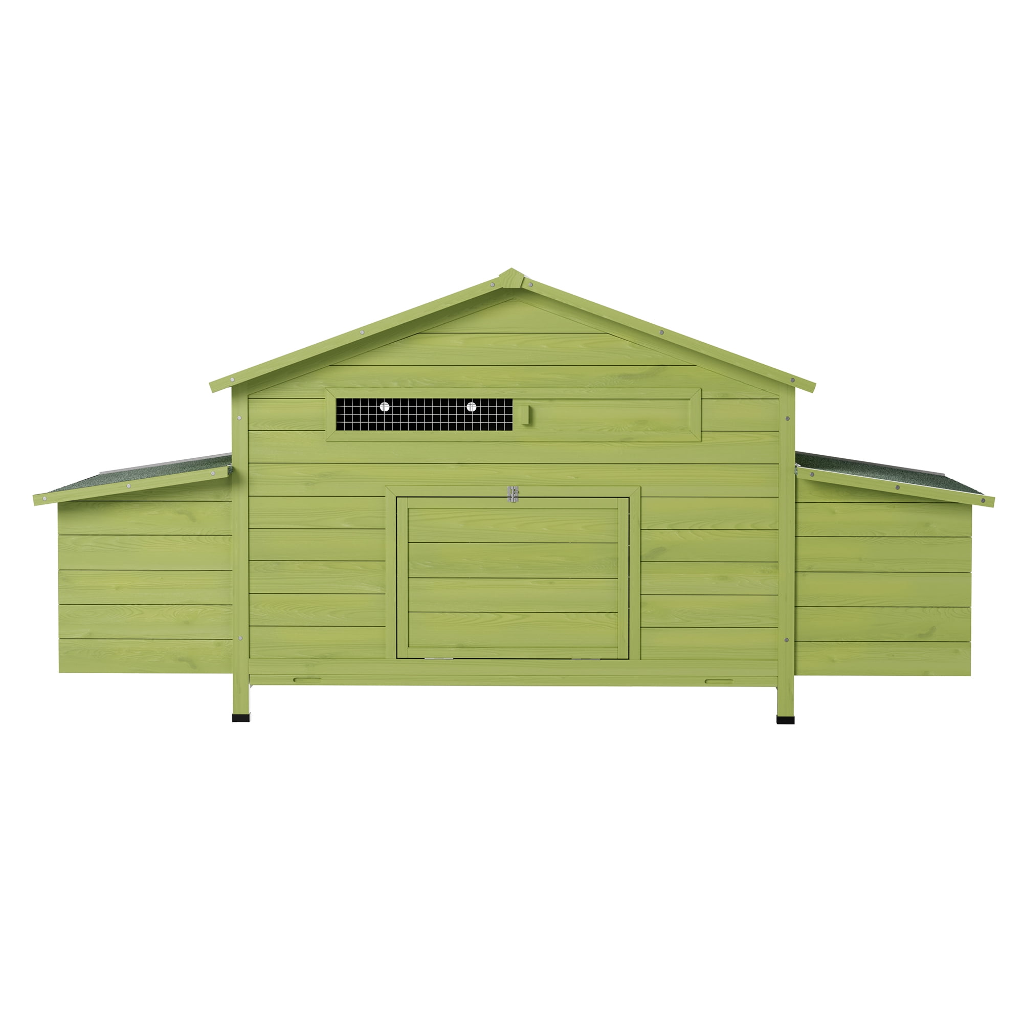 11.12 ft Large Wooden Chicken Coop with 2 Free-Range Doors, 2 Nesting Boxes & Perch, Outdoor Hen House Poultry Cage