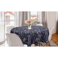 thumbnail image 1 of Floral Round Tablecloth, Scandinavian Style Colorful Flowers and Leaves with Silhouettes, Circle Table Cloth Cover for Dining Room Kitchen Decor, 60", Dark Indigo and Multicolor, by Ambesonne, 1 of 1