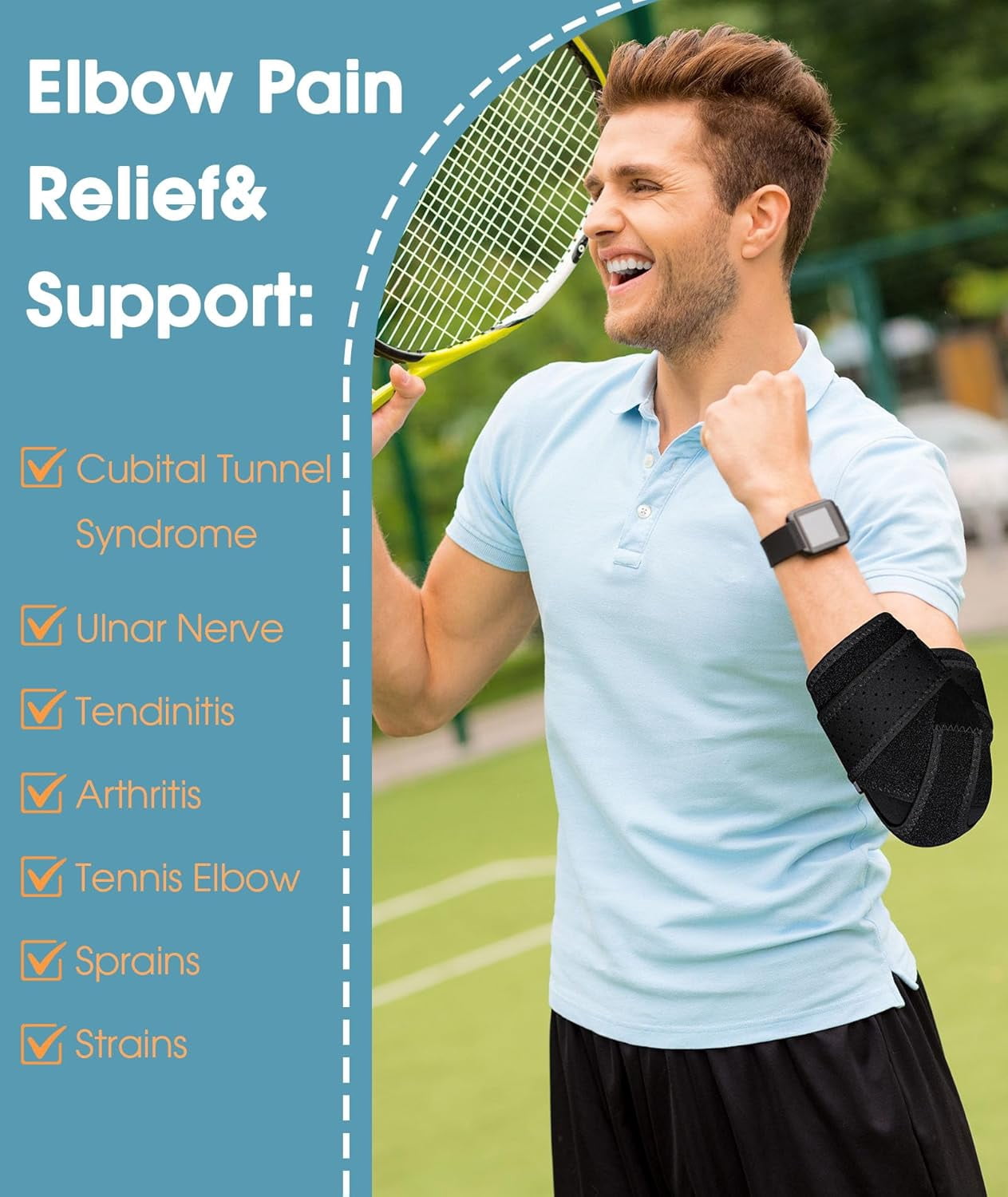 Elbow Brace,Comfortable Night Elbow Sleep Support,Elbow Splint, Adjustable Stabilizer Splints, Cubital Tunnel Syndrome,Tendonitis,Ulnar Nerve,Tennis,Fits for Men and Women(Fits Most)