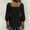 thumbnail image 4 of GERsome Womens 3/4 Sleeve T-Shirts Square Neck Bowknot Trim Loose Fit Blouses for Casual Work Travel Black S, 4 of 6