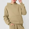 thumbnail image 7 of Women's Oversized Pullover Hoodie with 3 Pockets Crewneck Sweatshirt Long Sleeve Jogging Sports Fall Winter Tops (S, Khaki), 7 of 7