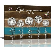 Farmhouse Dandelion Decor Wall Art God Says You Are Scripture Wall Decor Rustic Hummingbird Canvas Pictures Framed Artwork for Bathroom Living Room Bedroom Office 16''''x12''''