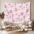 thumbnail image 2 of Pink Ocean Coastal Tapestry for Bedroom Wall Hanging Tapestry, Nautical Starfish Jellyfish Coral Ceiling Backdrop Tapestries Poster Blanket Wall Decor for Teens Room Living Room Dorm 51" x 59", 2 of 8