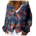 thumbnail image 2 of IMENGL cardigan Décontracté à Carreaux Imprimé pour Femme, Rouge 3TG, Taille M-3TG, 2 of 7
