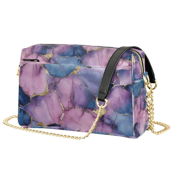 FORMRS Women Crossbody Purse with Chain Strap Vegan Leather Shoulder Handbag, Watercolor Pink Marble Pattern