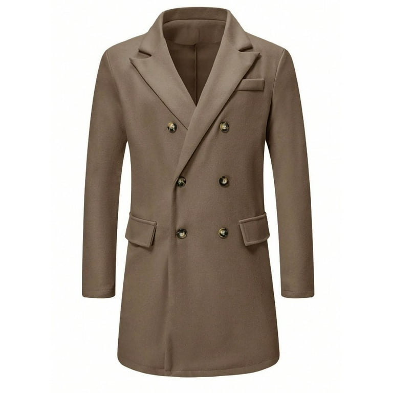 DPTALR George Men's Long Wool Coat，Oversized Double Breasted