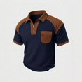 thumbnail image 2 of XAOFW Performance Zipper Pocket Polo Shirts For Man Athletic Knit Casual Sport Short Sleeve Patchwork Shirt Comfortable Tops XXXL, 2 of 4