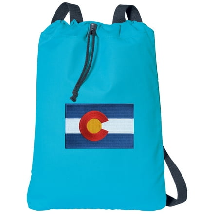 Canvas Colorado Flag Drawstring Backpack Turquoise Canada Flag Cinch Bag - 0