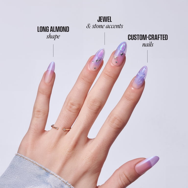 Kiss Luxe Long Almond Press-on Nails, Blue, 32 Pieces - Walmart.com