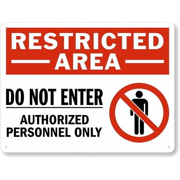 Restricted Area Do Not Enter Authorized Personnel Only Warning Sign - 8"x12" Tin Metal Vintage Decor, for Home Farm Bar Coffee Shop Club