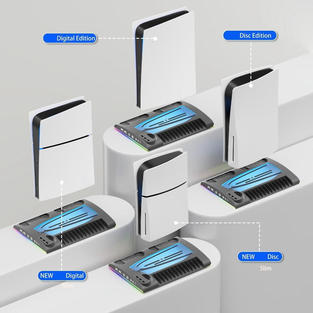 Versatile Cooling Stand with Dynamic Color Lighting Efficient Cooling Rack Easy to Operate designs for P5 & P5 Slim