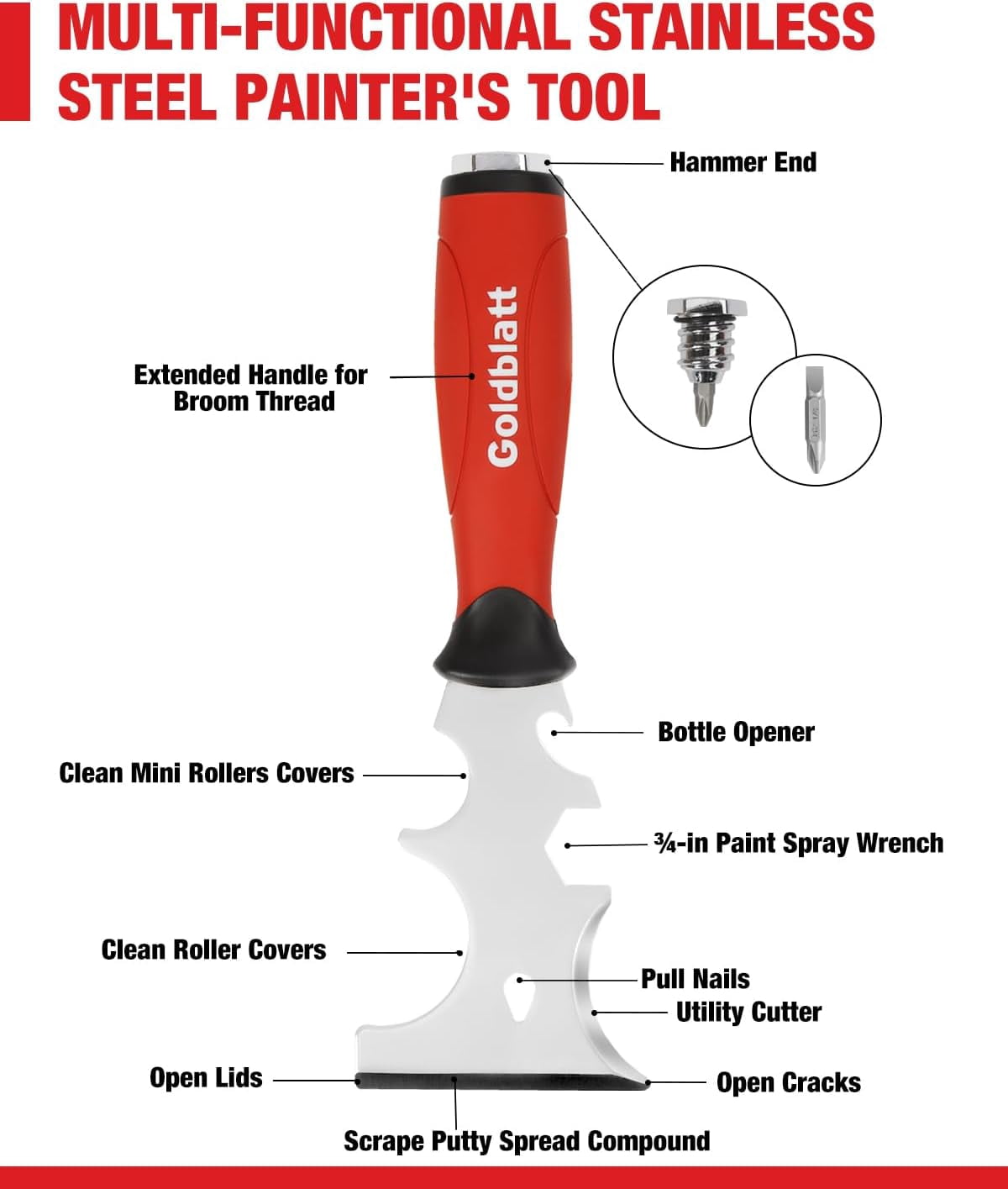 Goldblatt Drywall Hand Tool Kit - Stainless Steel Joint Knife