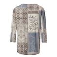 thumbnail image 4 of Women's 3/4 Sleeve Loose Fit Flowy Tunic Tops Spring Tops Vintage Flora Print Dressy Casual Tops for Lady Summer Clothes for Teen Girls Round Neck Blouse Fashion 2024 Gray T Shirts XL, 4 of 5
