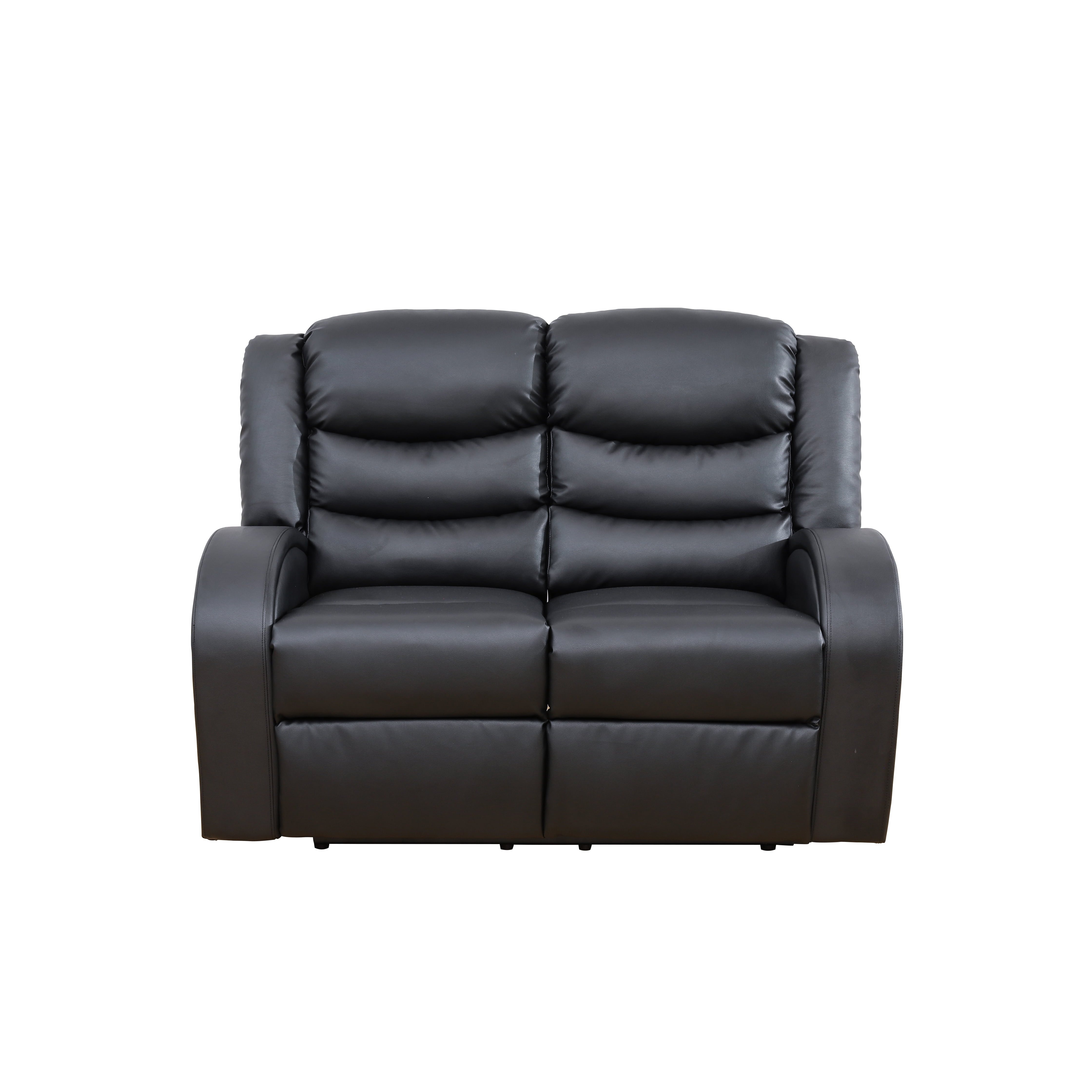 Gewnee Black Loveseat, Air Leather & High-Elastic Sponge, Adjustable Recline, Perfect for Living Rooms