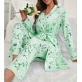 thumbnail image 6 of ZANKLEY Womens Pajamas Set 3 Piece Floral Butterfly Print Cami Top Long Pants Robe Sleepwear Loungewear Comfort, 6 of 12
