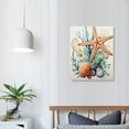 thumbnail image 3 of COMIO  Coastal Wall Art Canvas Paintings Shell Starfish Coral Conch Picture Watercolor Art Wall Decor Framed Prints Artwork for Home Bathroom Kitchen Office Living Room, 3 of 4